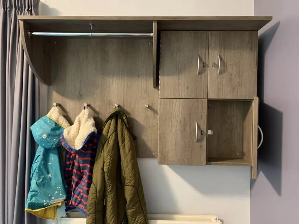 Cupboard and hanging in private room