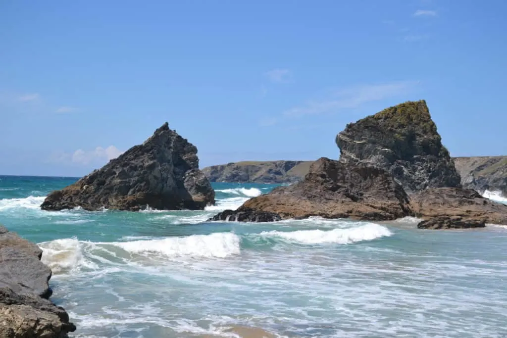 View of Bedruthan Steps from the beach