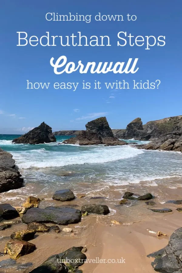 This is a stunning coast walk in Cornwall and it always feels like an accomplishment. But how easy is Bedruthan Steps with kids? Find out here #travel #Cornwall #UK #England #coast #walk #SouthWestCoastPath #familytravel #hike