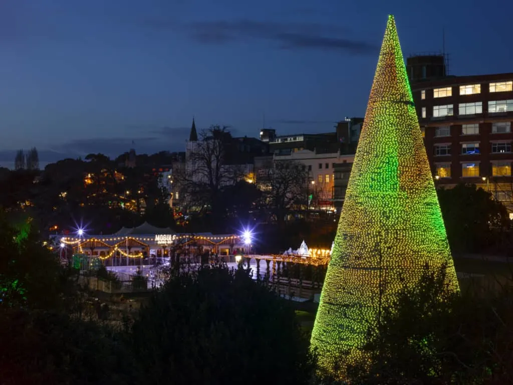 View across Bournemouth's Christmas Tree Wonderland festival