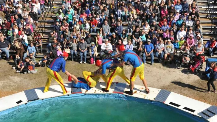 Hydro Hugh Dive show performers in fireman costumes
