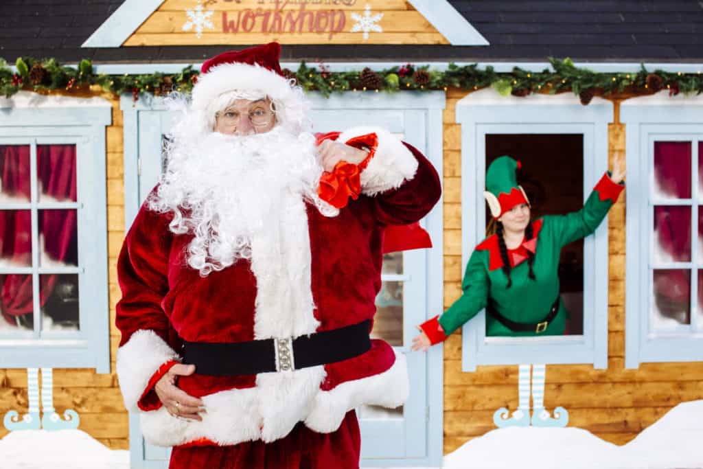 Santa and elf at Emirates Spinnaker Tower