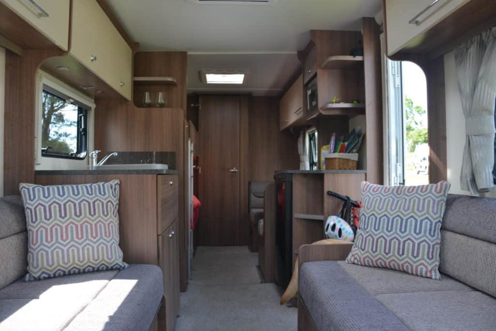 Front to back view through caravan