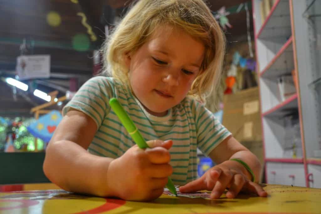 Baby doing crafts