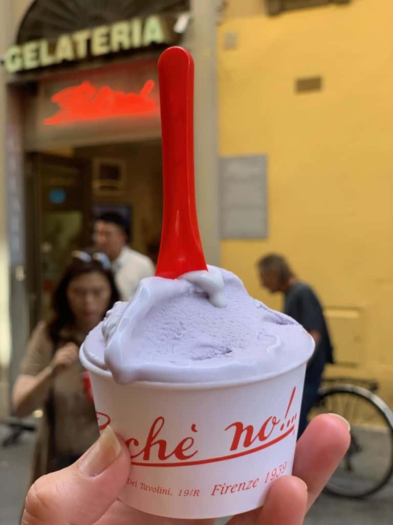 Lavender gelato from Perché No! - Florence with kids guide