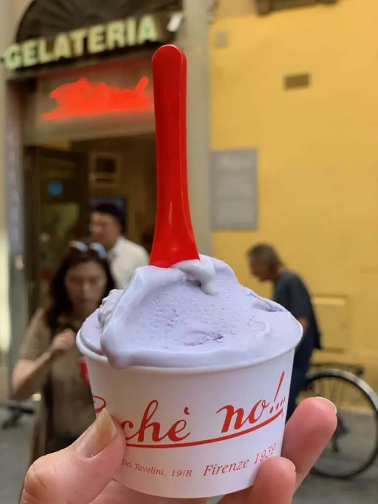 Lavender gelato from Perché No! - Florence with kids guide