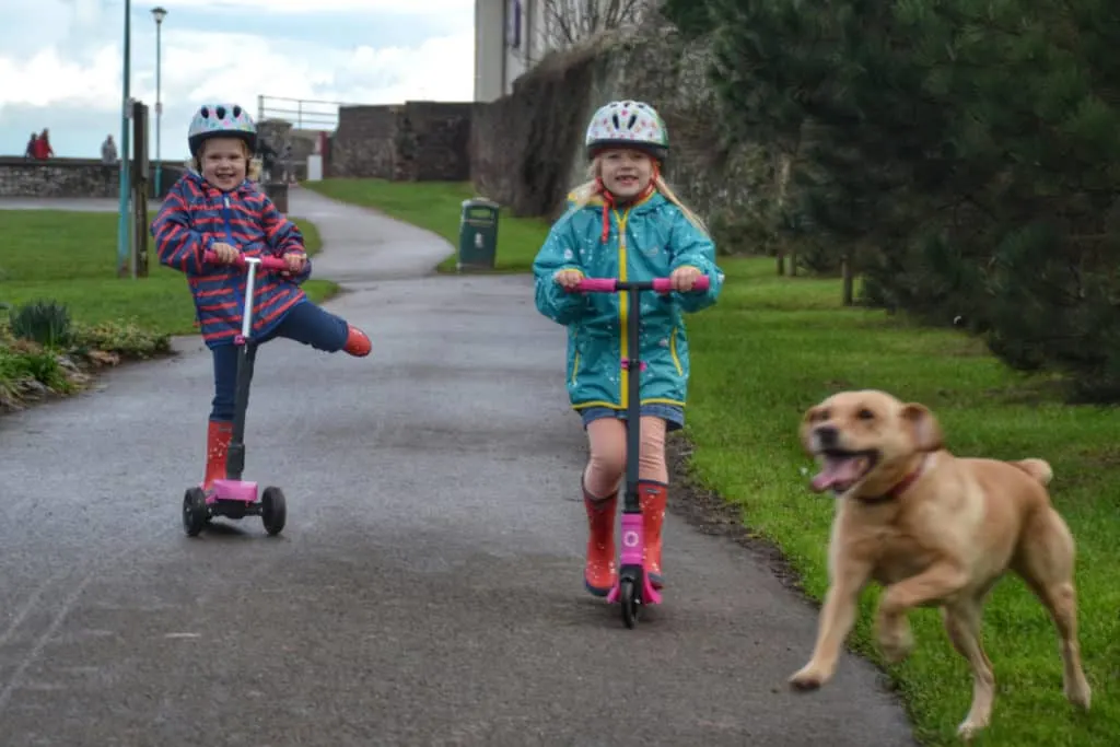 Kids riding scooters