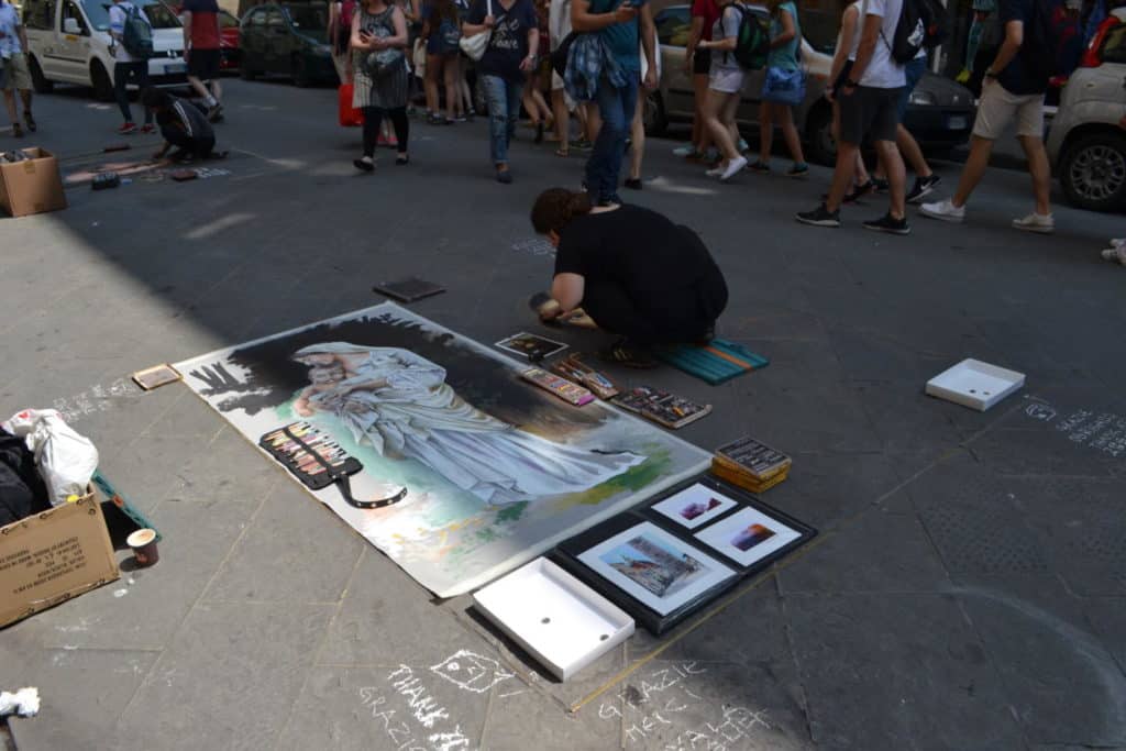 Pavement art in Florence, Italy