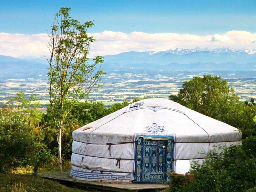 Yurt with valley background