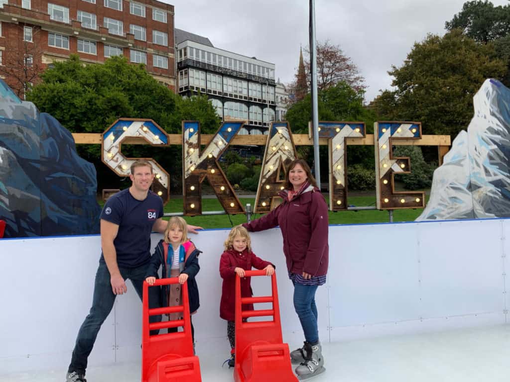 Family at Skate ice rink at Christmas Tree Wonderland Bournemouth