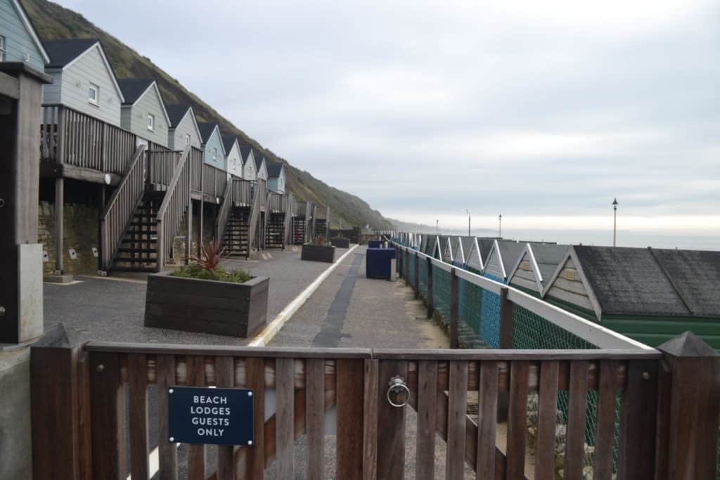 Private terrace in front of Bournemouth Beach Lodges