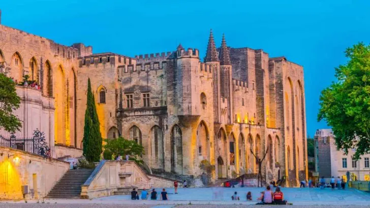 Sunset view of Palais de Papes in Avignon