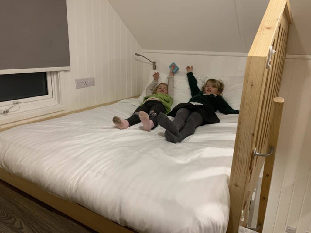 Kids on upstairs double bed