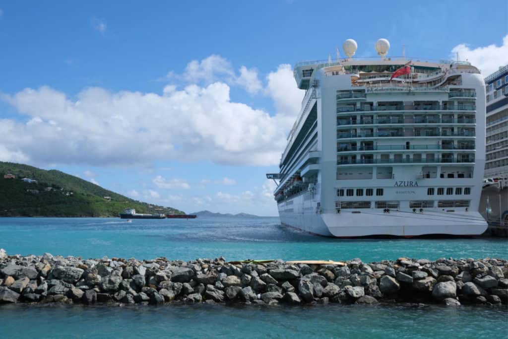 P&O Cruises ship Azura alongside in the Caribbean island of Tortola