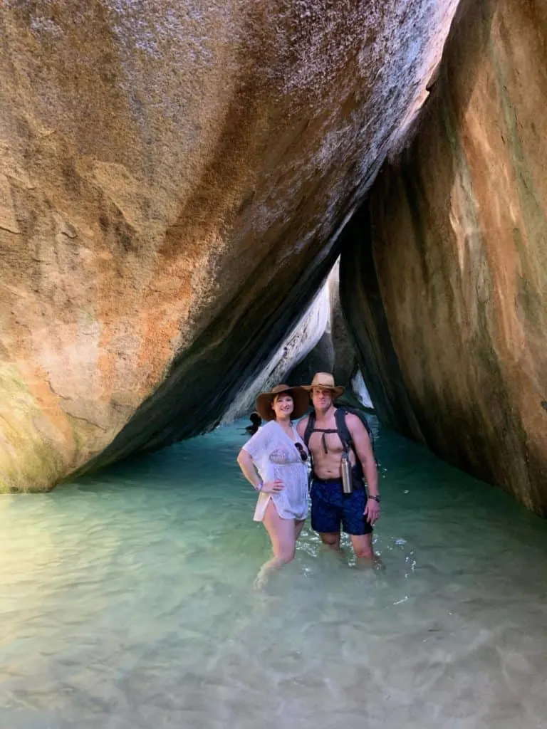Claire and Mr Tin Box in Caves on Virgin Gorda