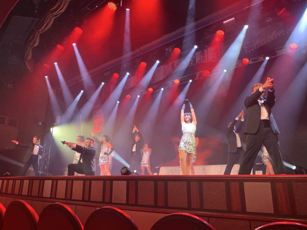 Headliners theatre company performing on stage in the theatre on P&O Azura