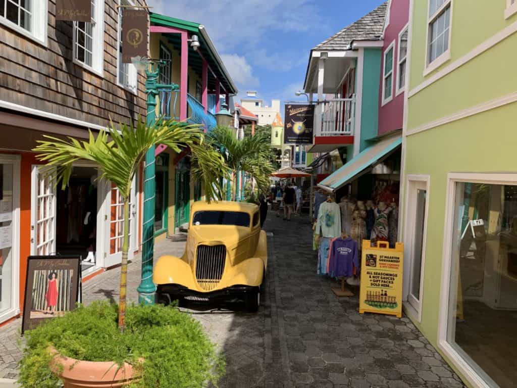 A colourful street in downtown Phillipsburg in St Maarten
