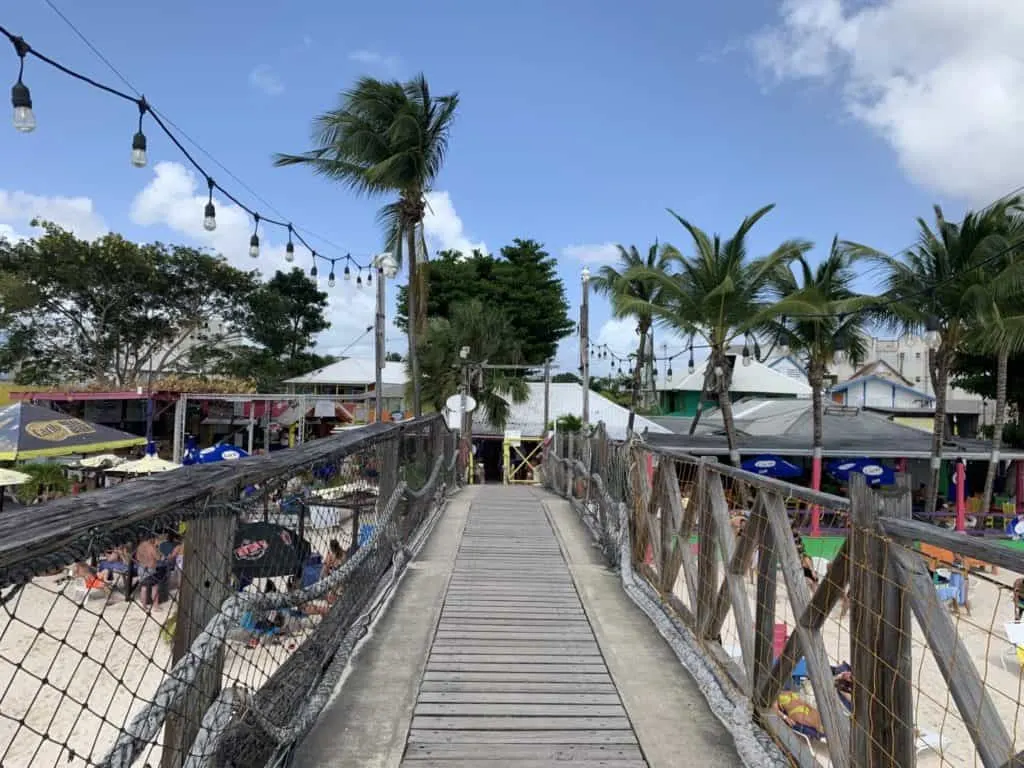 The pier at The Boatyard beach in Barbados