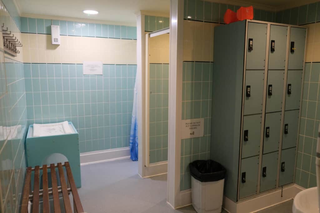 Changing room for indoor pool at Langstone Cliff Hotel