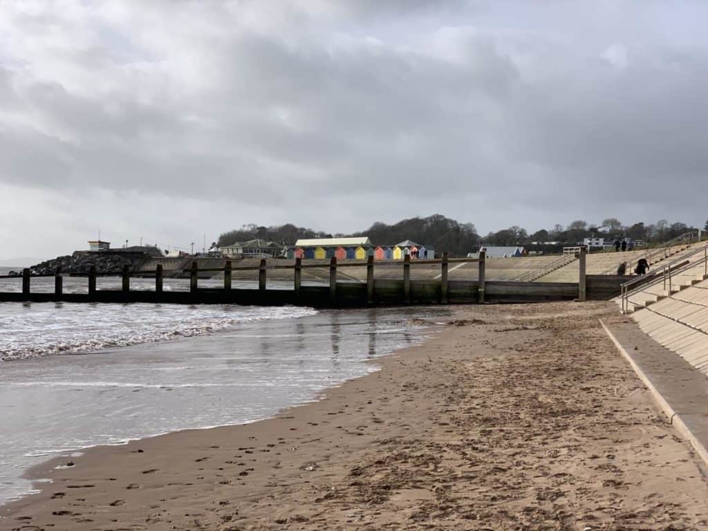 Dawlish Warren beach on a cloudy day