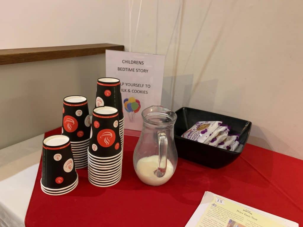 Milk and cookies in reception