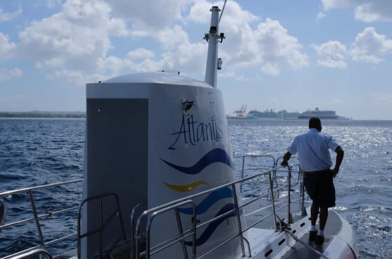 Atlantis Submarine Barbados with view of cruise ships