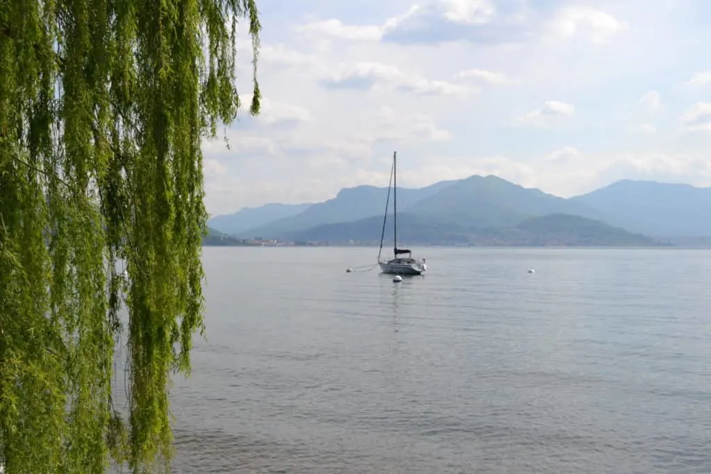 Sailing boat on Lake Maggiore in the Italian Lakes
