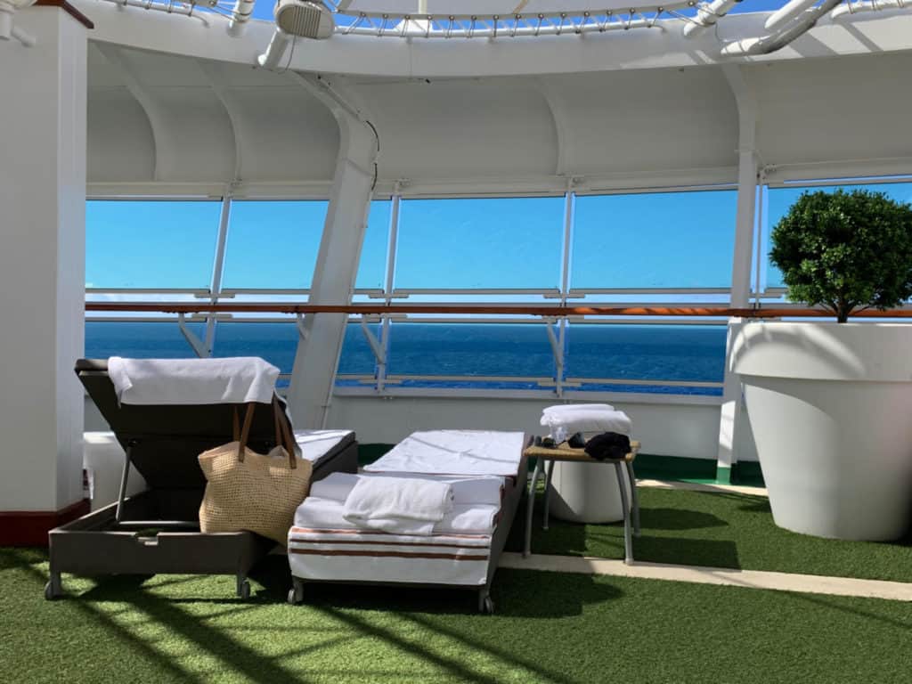 Sun loungers in The Retreat on P&O Cruises Azura