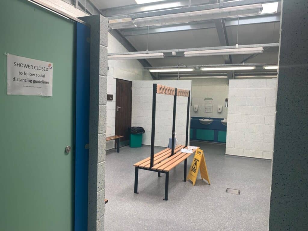 Changing room at Roadford Lake activity centre