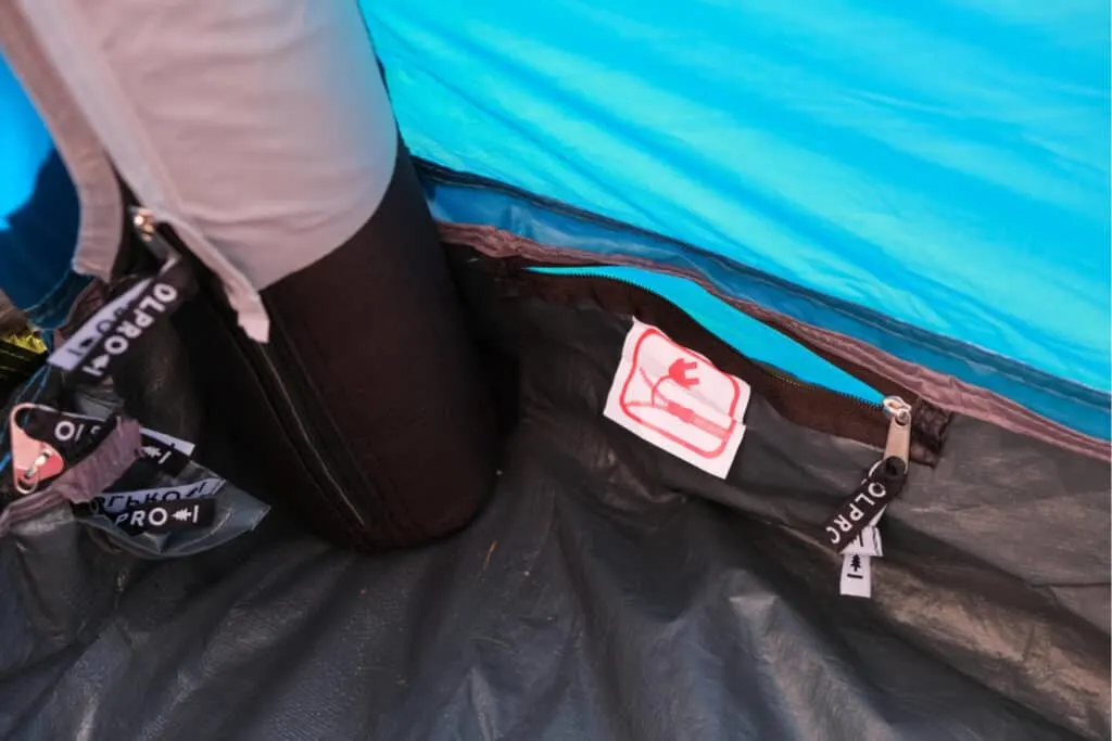 Electric hook up opening in OLPRO camper can awning