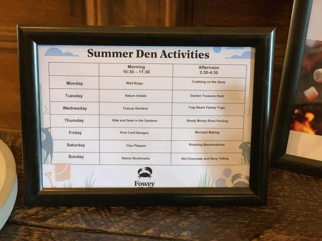 Den activities for kids at Fowey Hall