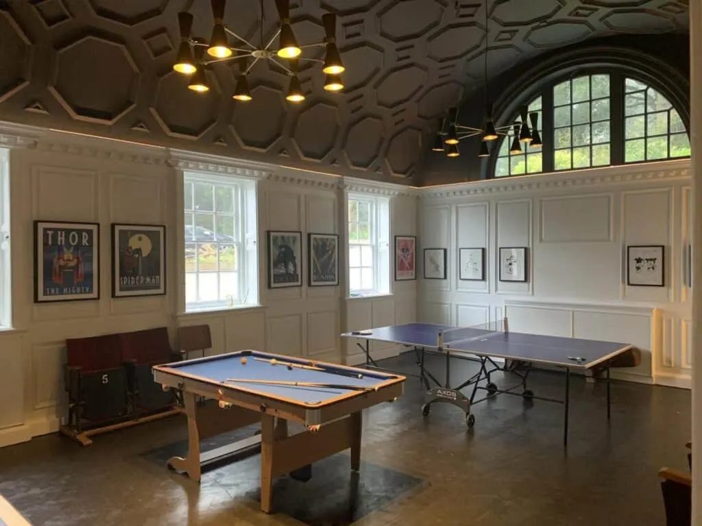 Games room at The Fowey Hall Hotel in Cornwall