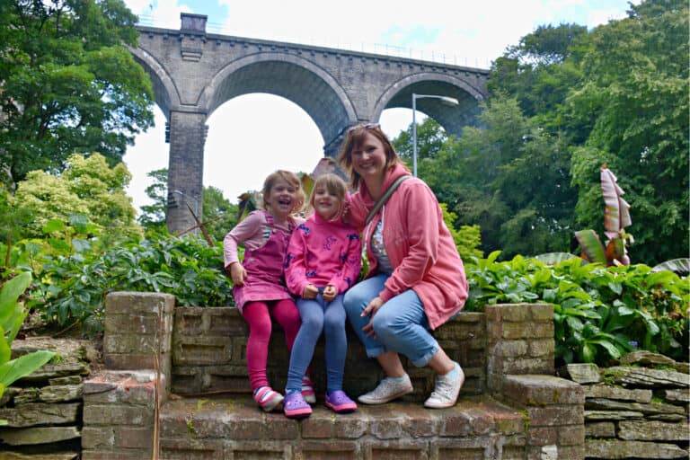 Claire and girls in Trenance Gardens, Newquay
