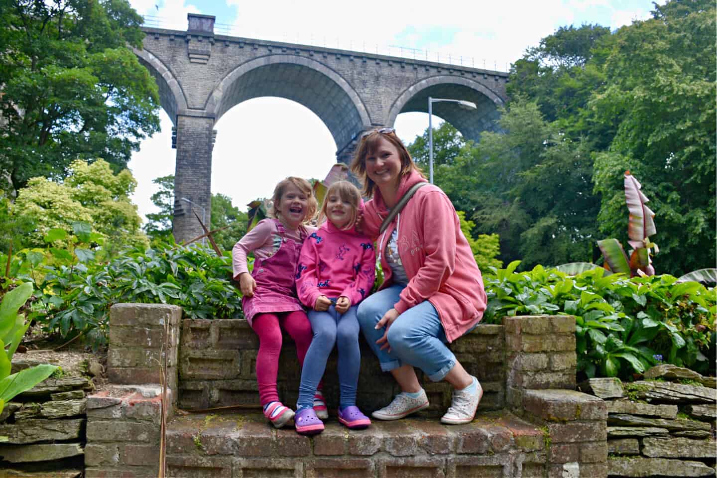 Claire and girls in Trenance Gardens, Newquay