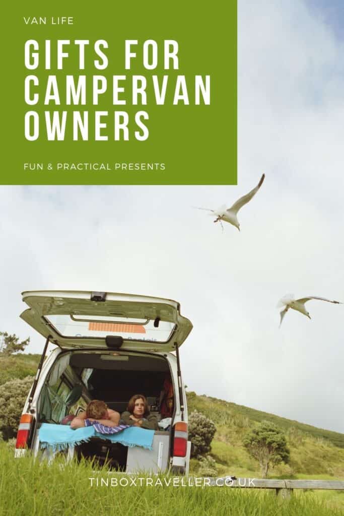 Looking for the perfect present for camper van owners? Take inspiration from this list of campervan gifts including practical and fun ideas they'll love #gift #list #Christmas #birthday #present #TinBoxTraveller #vanlife #camper #camping #campers #van #ideas