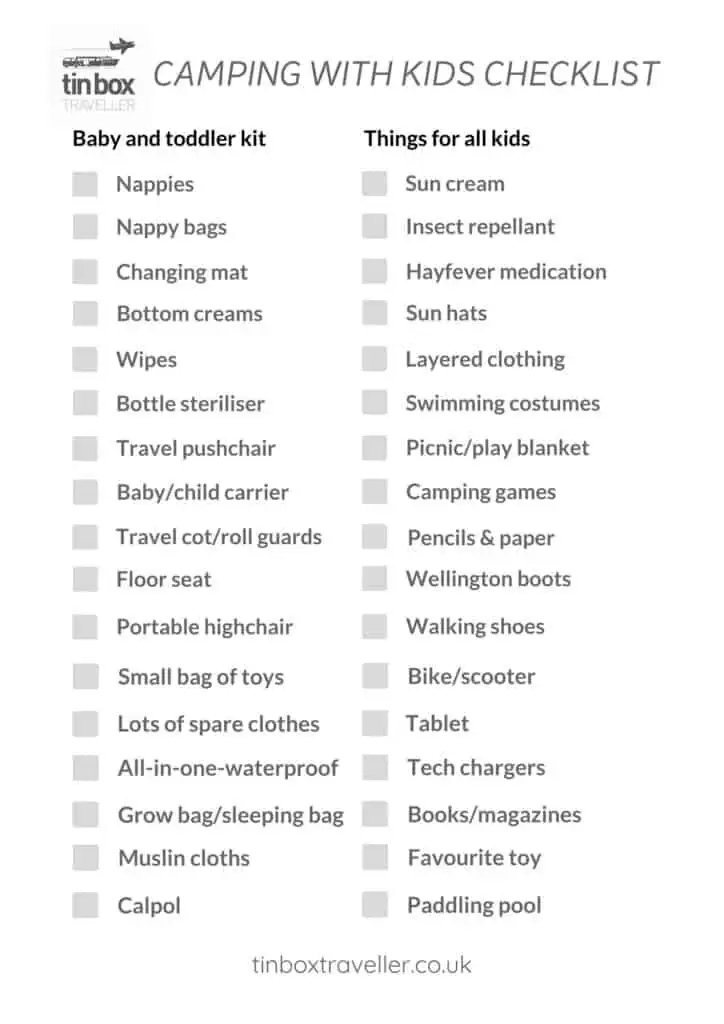 Thing to Pack for Camping - Free Camping Checklist Printable PDF