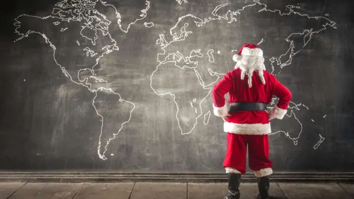 Santa and world map