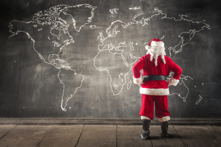 Santa and world map