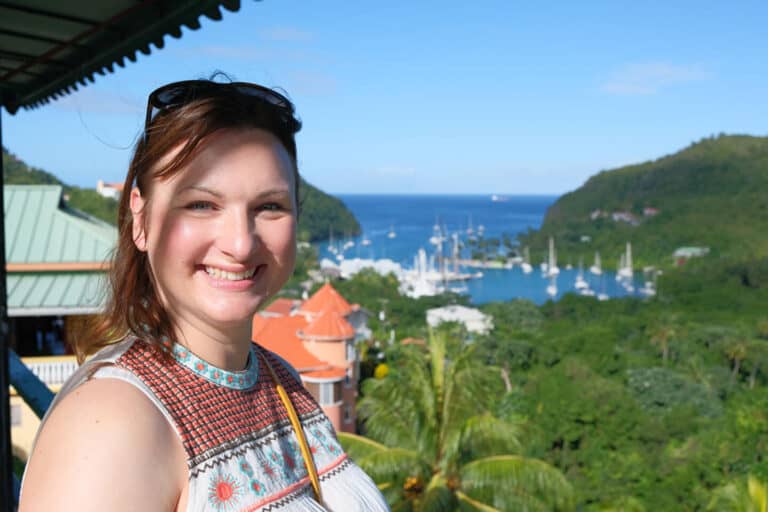 Claire with sea view in St Lucia in the Caribbean