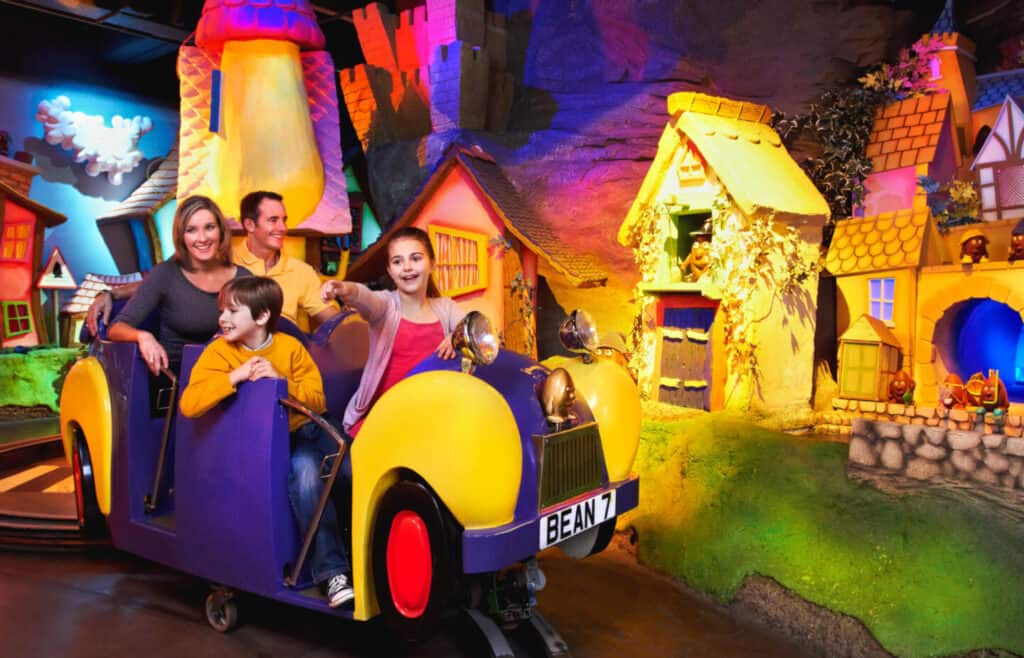 Family in car ride at Cadbury World