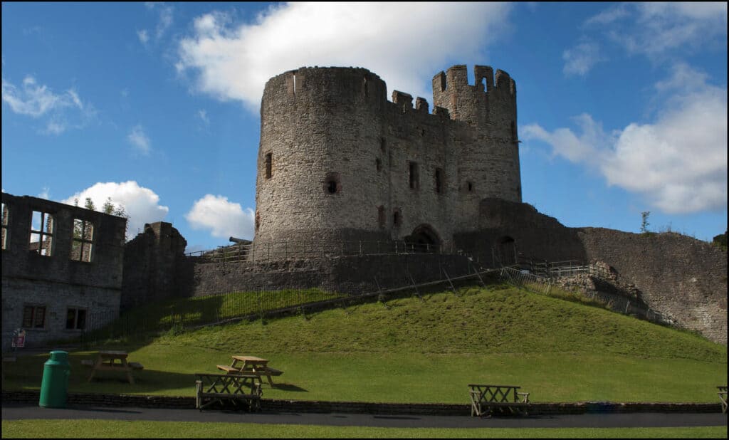 Dudley Castle on grassy mound