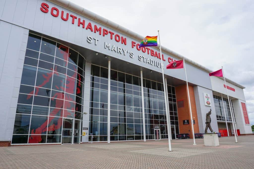 Southampton England 22 June 2021 - St Mary's Stadium home of Southampton Football Club. English soccer stadium exterior