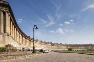 Royal Crescent in Bath is one of the city's great landmarks and is a huge tourist attraction It was designed by John Wood and built between 1767 and 1774. It has been home to many notable people and is a Grade 1 Listed Building.