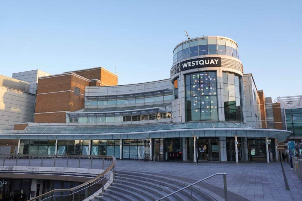 The outside of the West Quay shopping centre in Southampton