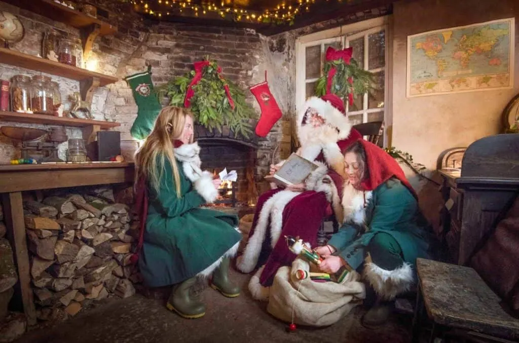 Father Christmas and his elves at the Lost Gardens of Heligan