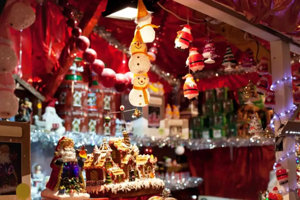 Stall at Christmas market in Europe