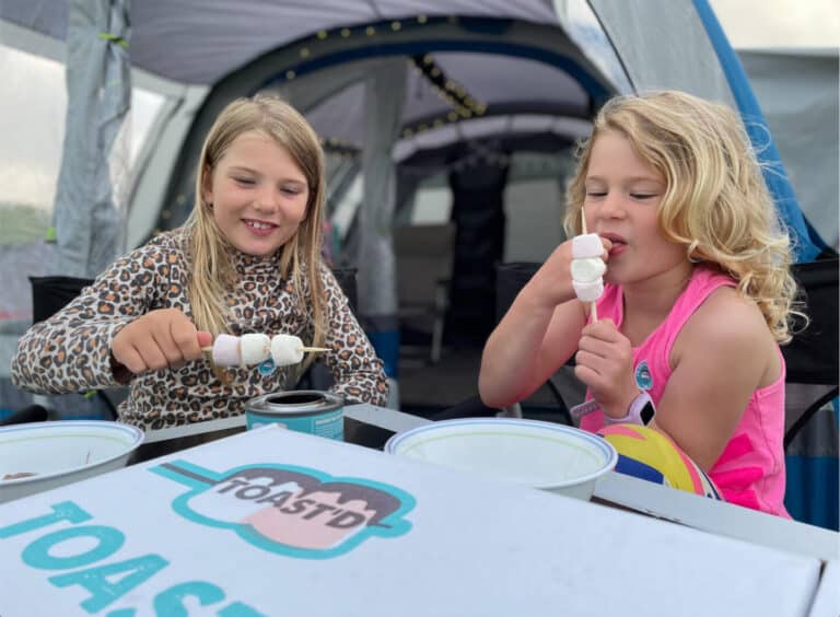 Girls toasting marshmallows