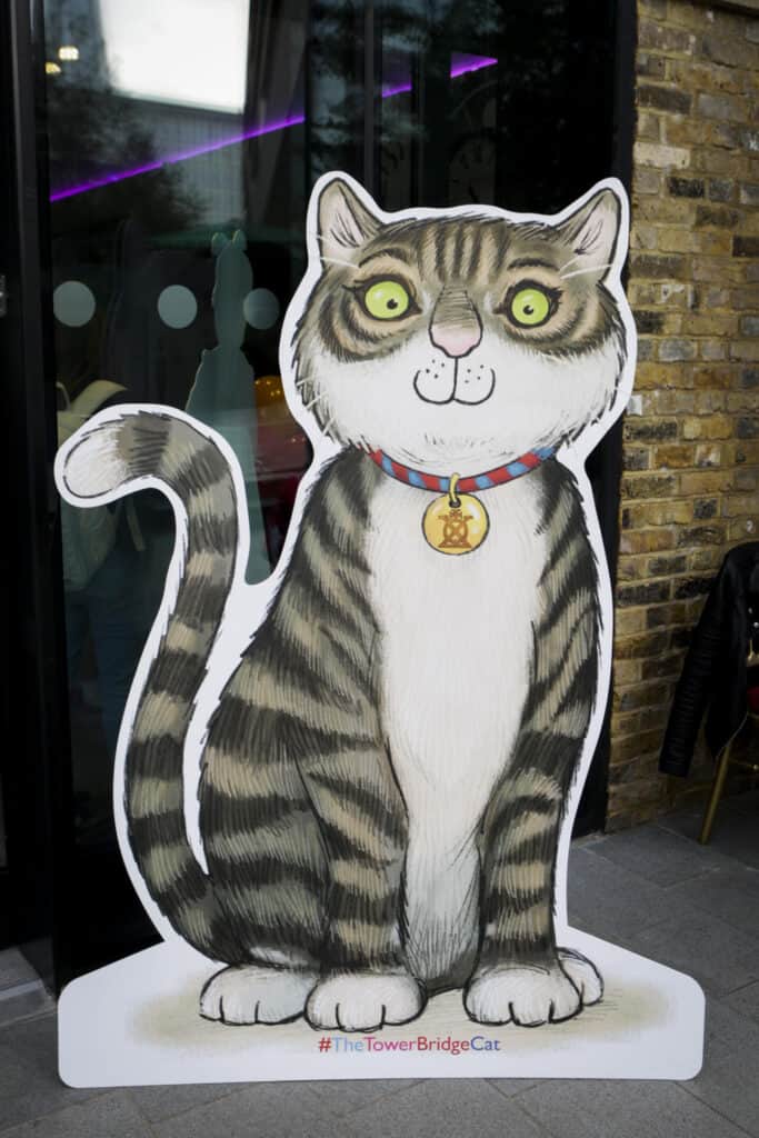 Cardboard cut out of The Tower Bridge Cat