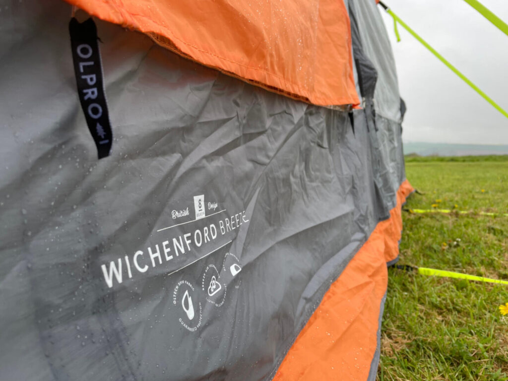 Wichenford Breeze written on said of inflatable tent