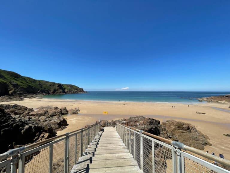 Bridge to Plemont Beach in Jersey